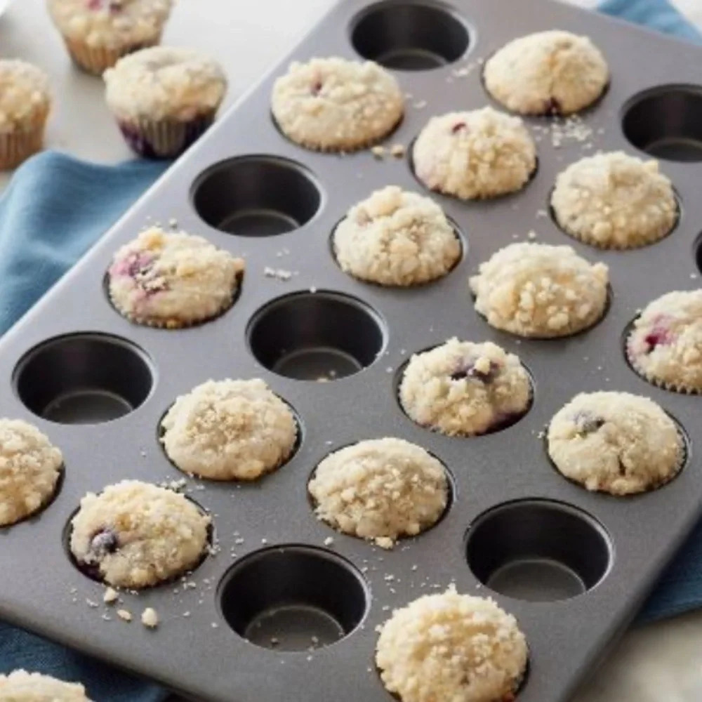 Mini muffins or cupcake bakeware teflon coated thick rolled edges makes 24